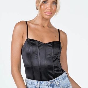 Princess Polly Novah Bodysuit in the color Black, size US 4